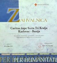 Župnom Caritasu priznanje Gradskog društva Crvenog križa Karlovac