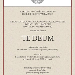 Te Deum - misa zahvalnica za akademsku godinu 2022./2023.